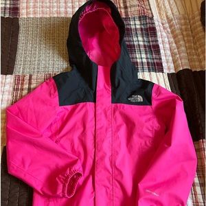 The north face pink girls rain jacket with hood 6X